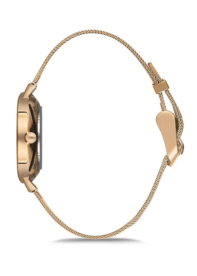 Omax Champange Dial Stainless Steel Mesh Band Gold Watch for Women 00FMB002Q001