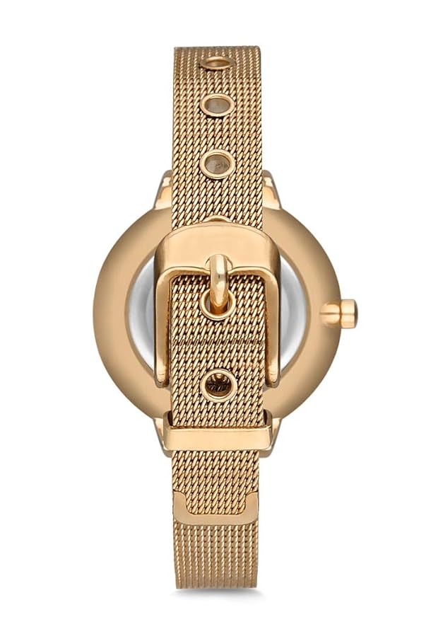 Omax Champange Dial Stainless Steel Mesh Band Gold Watch for Women 00FMB002Q001