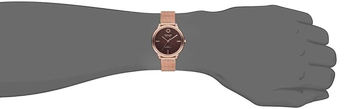 Omax Brown Dial Rose Gold Stainless Steel Mesh Chian Watch for Women-00FMB012600D