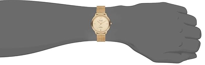 Omax Women's Gold Dial Golden Mesh Chain Analog Watch - 00FMB012Q001