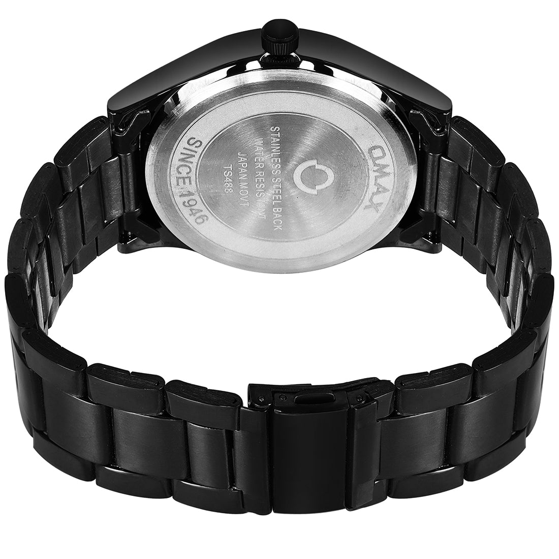 Omax Stainless Steel Black Gun Metal Watch for Men BBGS317