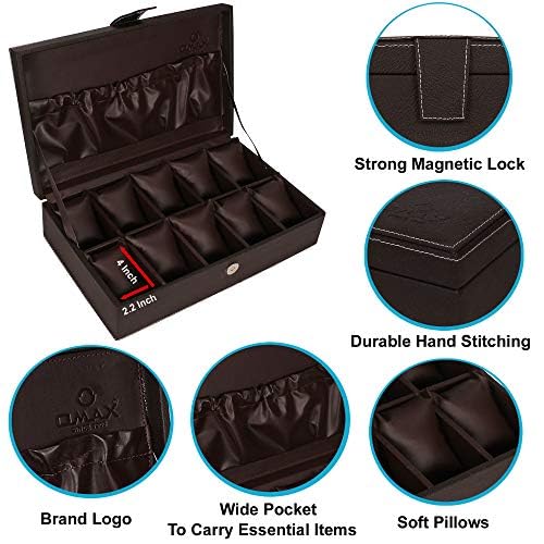 Vegan Leather Wooden Watch and Jewellery Box Organiser