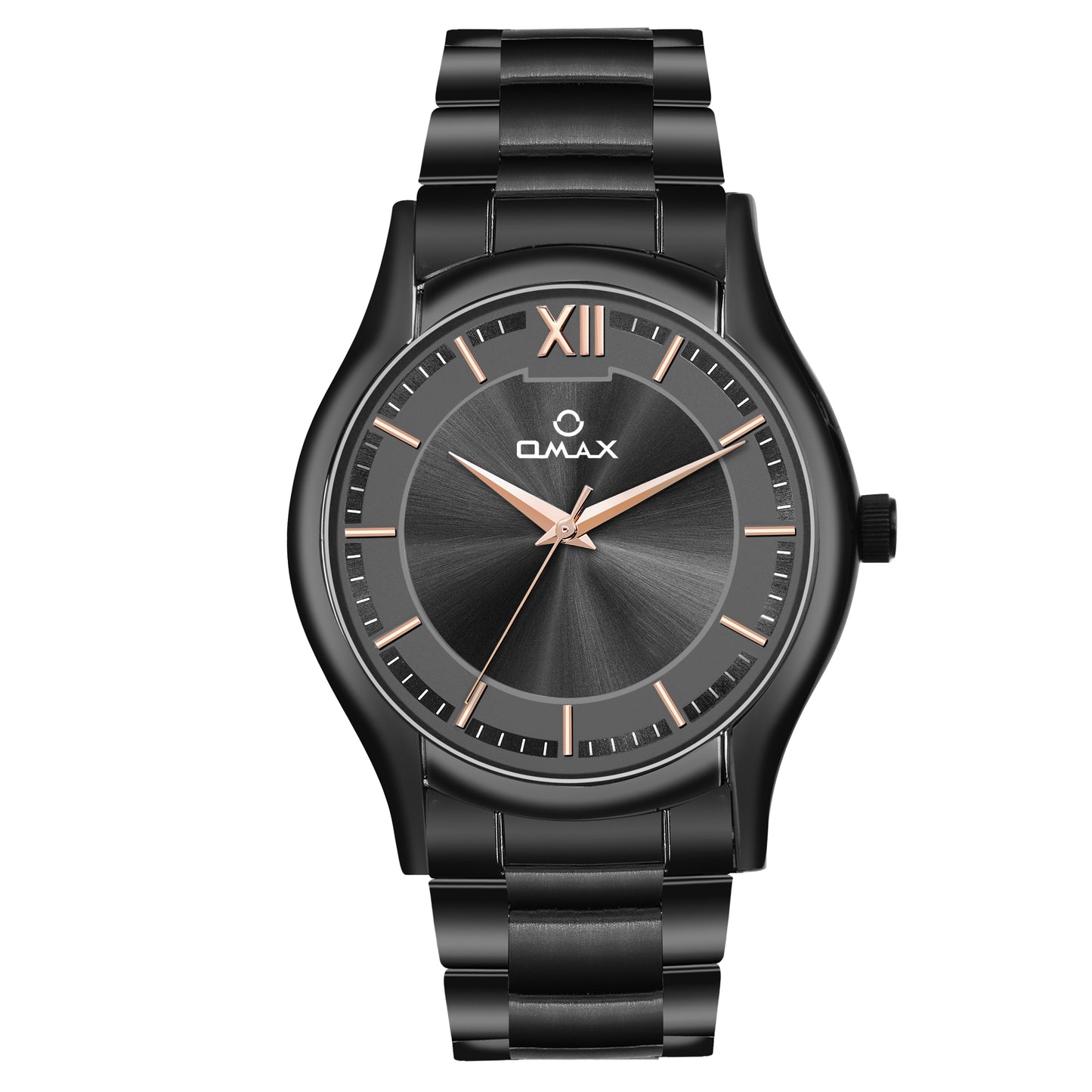 Omax Stainless Steel Black Gun Metal Watch for Men BBGS317