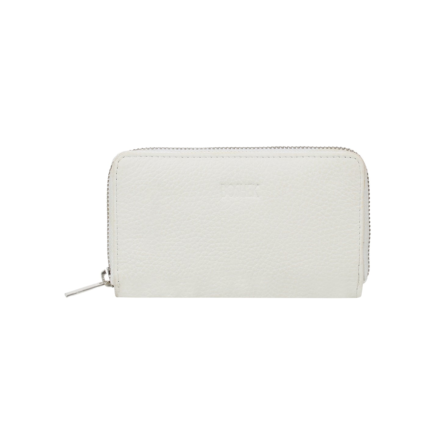 Boshek White Full Zipper Closure Genuine Leather Clutch Purse for Women-FWL250