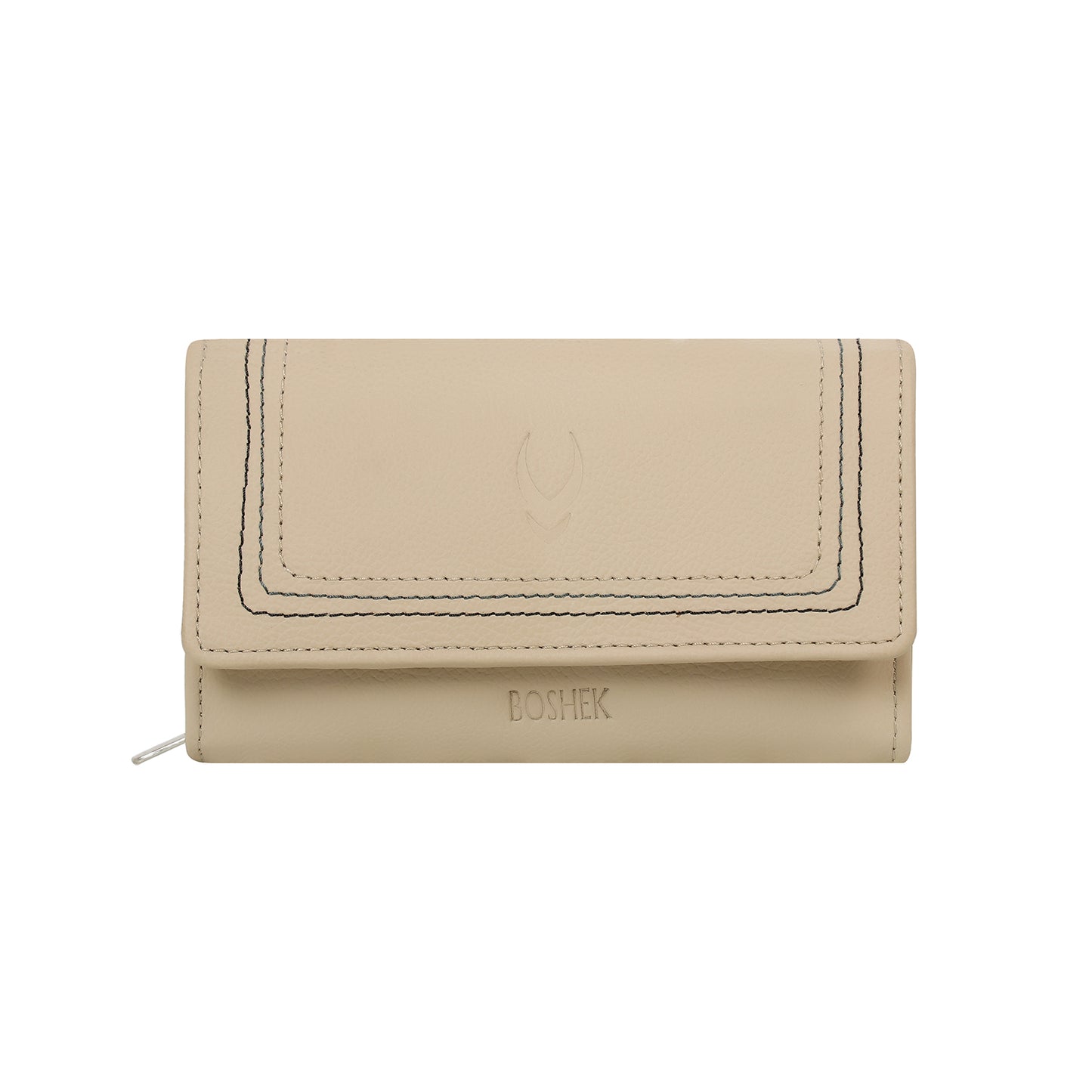 Boshek Beige Genuine Leather Clutch Purse for Women