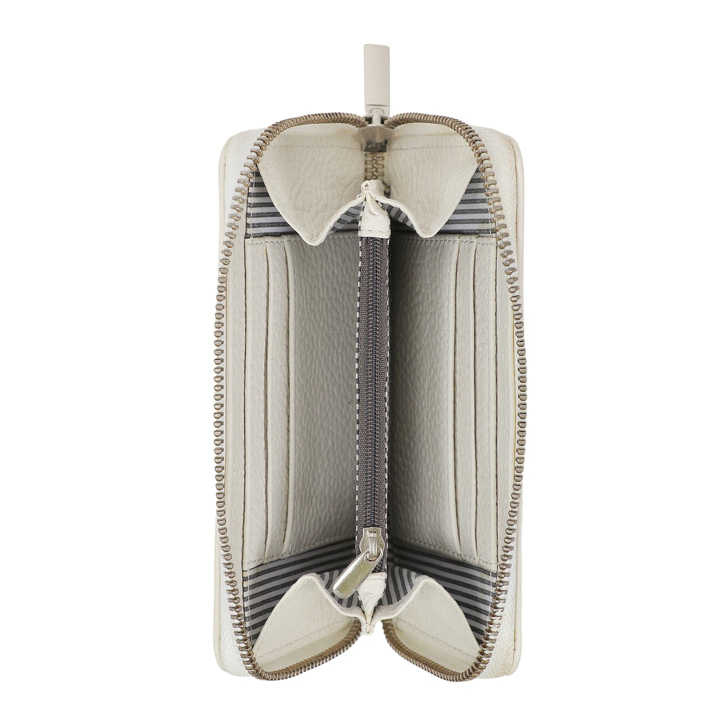 Boshek White Full Zipper Closure Genuine Leather Clutch Purse for Women-FWL250