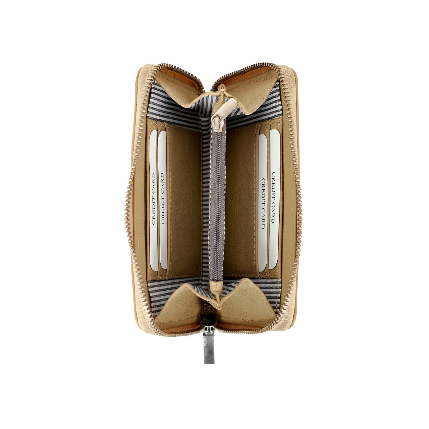 Boshek Beige Full Zipper Closure Genuine Leather Clutch Purse for Women-FWL250