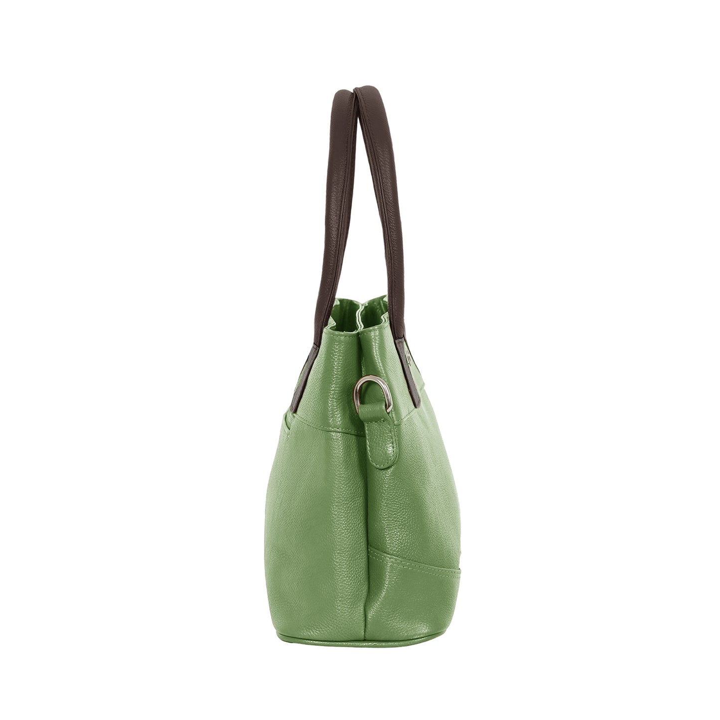 Omax Olive Solid Genuine Leather Stylish Double compartment Shoulder, tote Handbag for Women LTHRL4