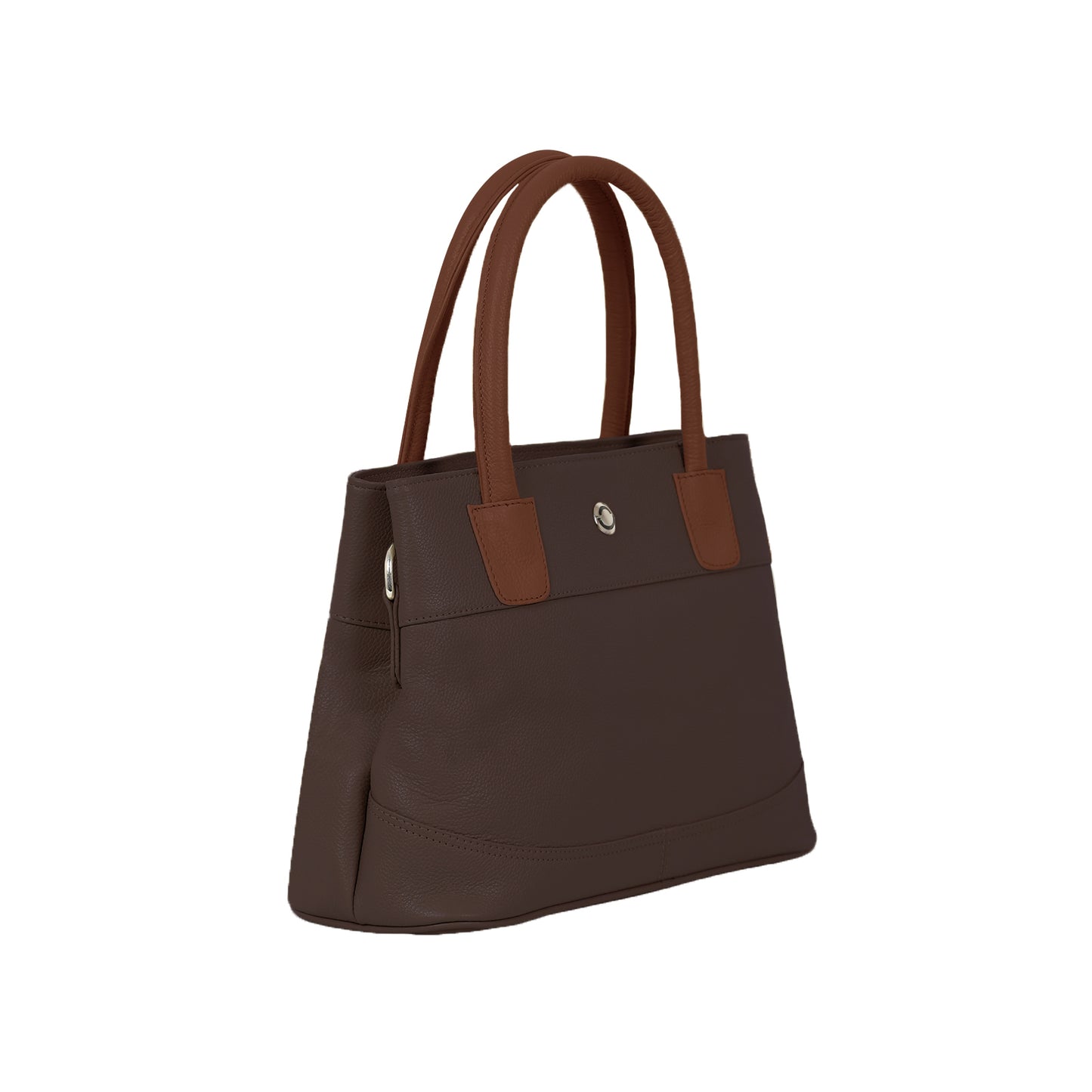 Omax Brown Solid Genuine Leather Stylish Double compartment Shoulder, tote Handbag for Women LTHRL4
