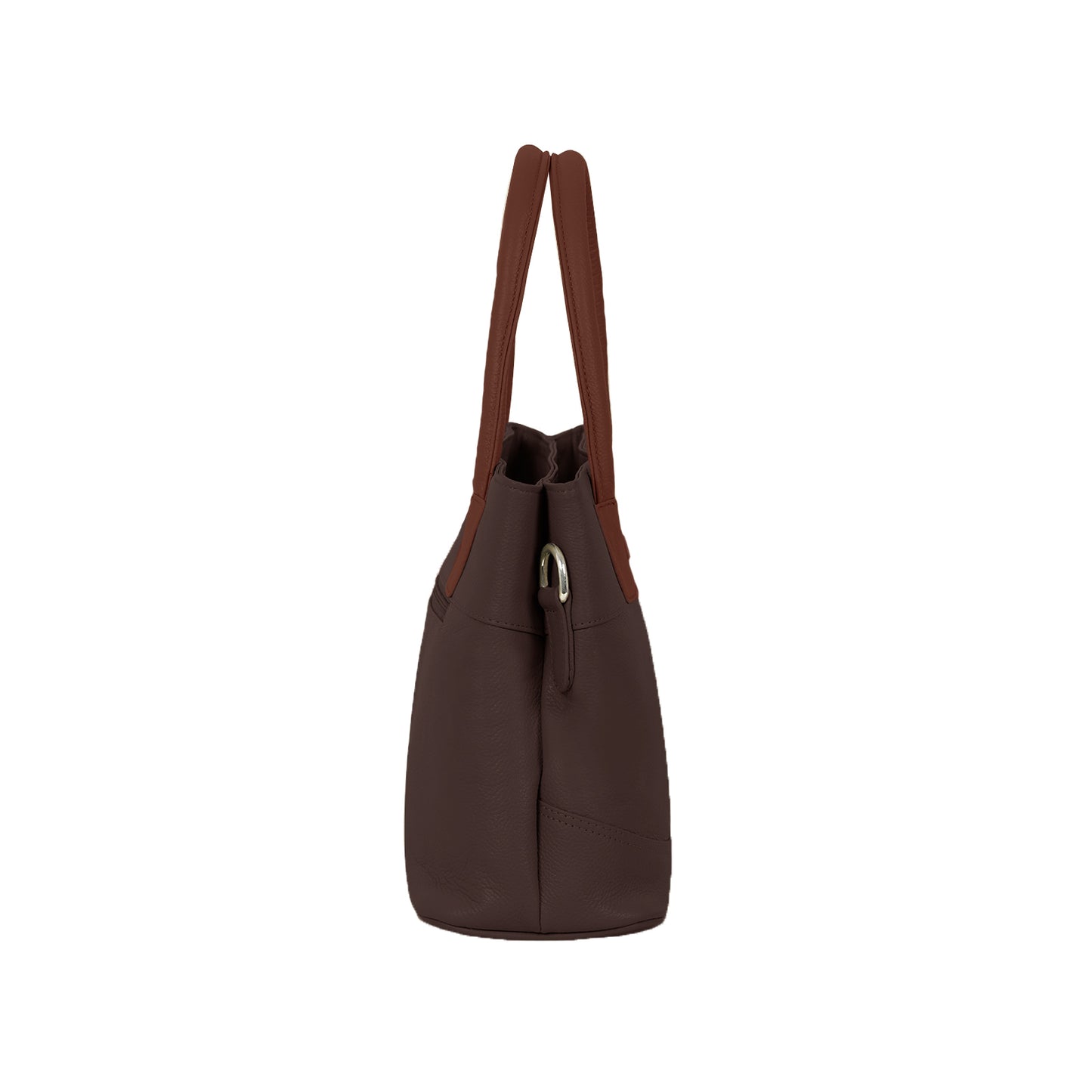 Omax Brown Solid Genuine Leather Stylish Double compartment Shoulder, tote Handbag for Women LTHRL4