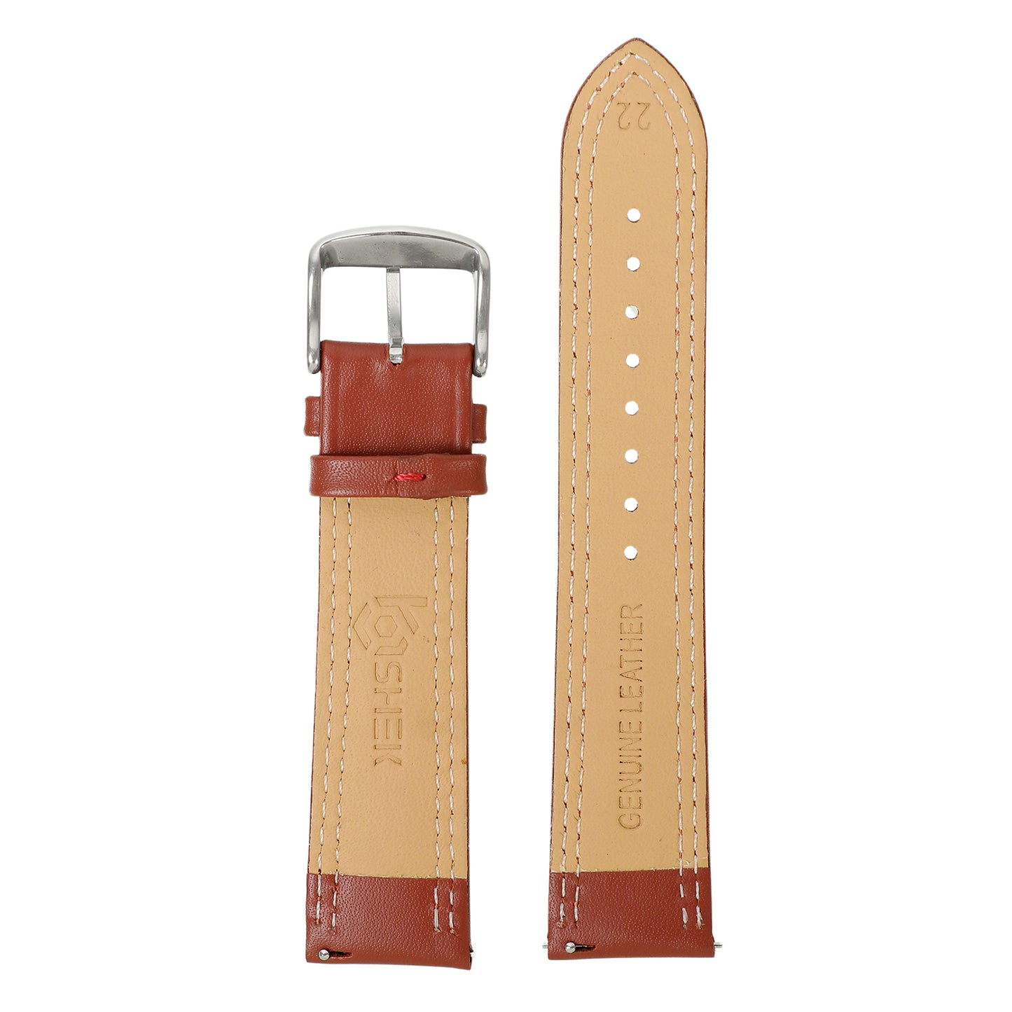 Boshek Tan Solid Genuine Leather Watch Strap for Quick Release and Self Changeable FS347