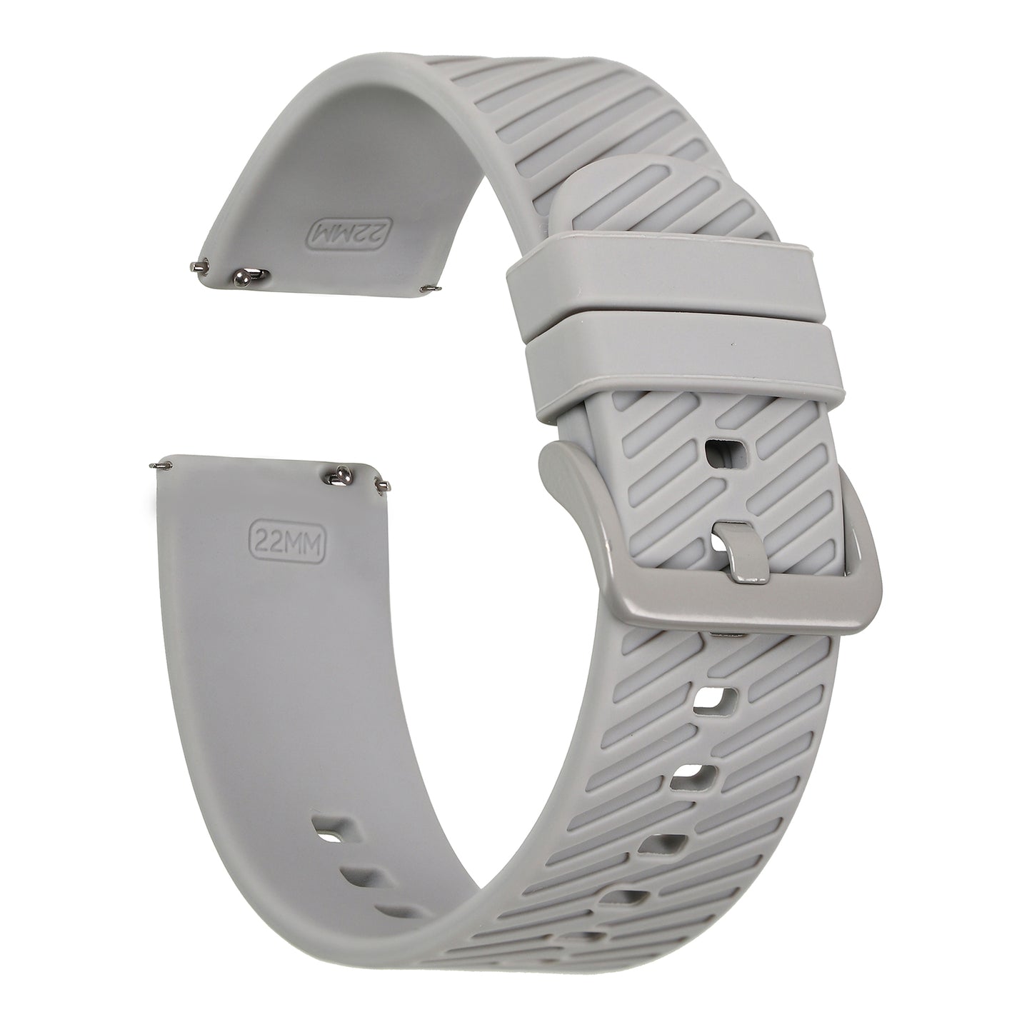 Omax 22 MM Grey Color Textured, Ribbed Premium Grade, super flexible and smooth silicon watch strap and band compatible with All smart, digital and analog watches FSS06-GY-22-GY