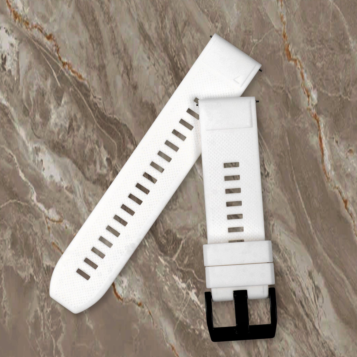 Omax 22 MM White Color Textured, Ribbed Premium Grade, super flexible and smooth silicon watch strap and band compatible with All smart, digital and analog watches FSS04-WT-22-B