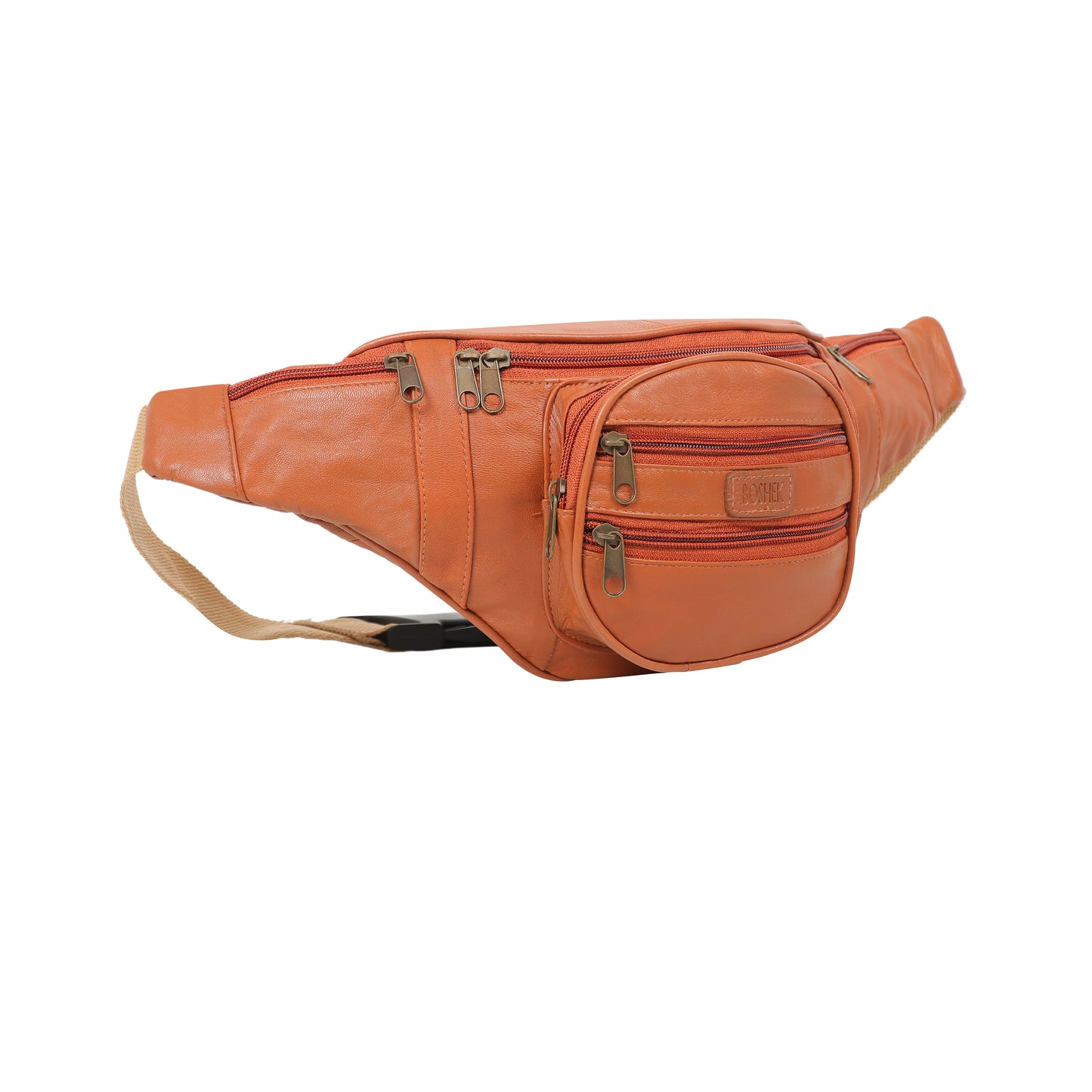 Omax Tan Genuine Leather Wrist Fanny Pack for Men and Women FT246