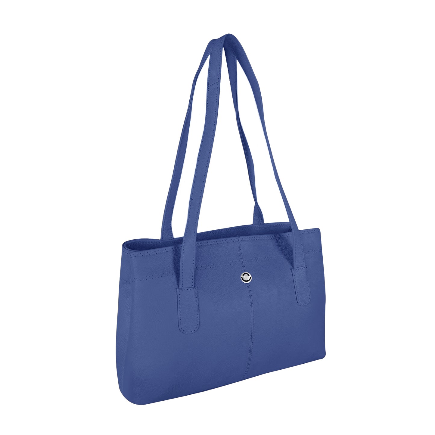 Omax Blue Genuine Leather Double Compartment Shoulder Handbag for Women LTHRL6