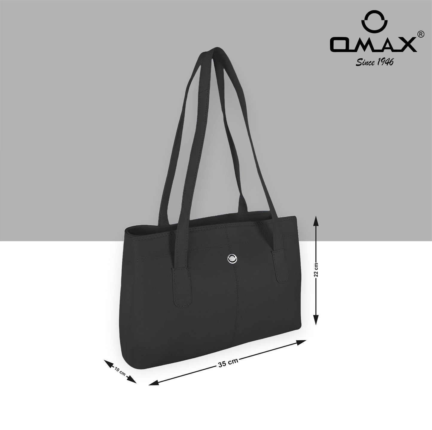 Omax Black Genuine Leather Double Compartment Shoulder Handbag for Women LTHRL6