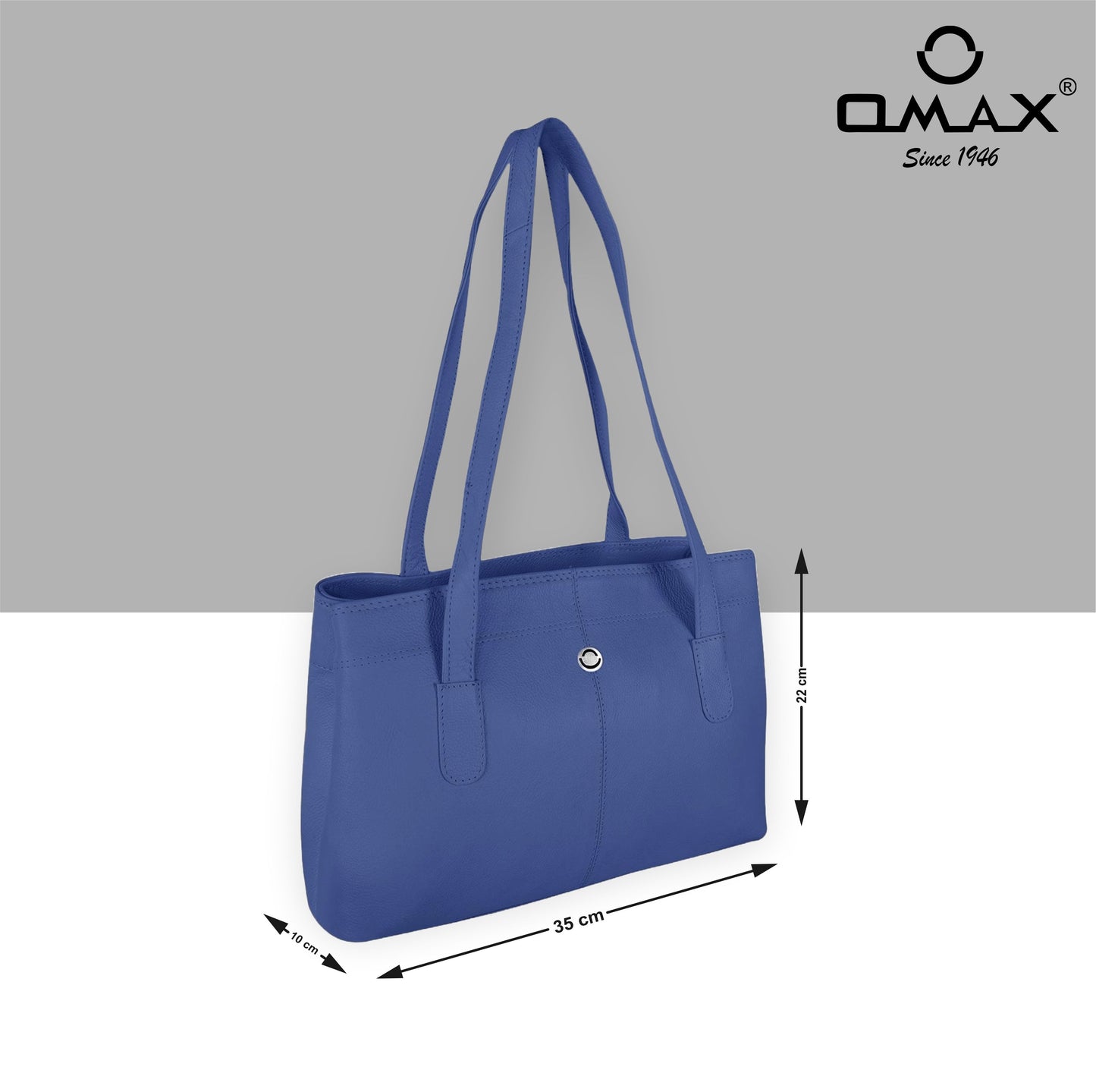 Omax Blue Genuine Leather Double Compartment Shoulder Handbag for Women LTHRL6