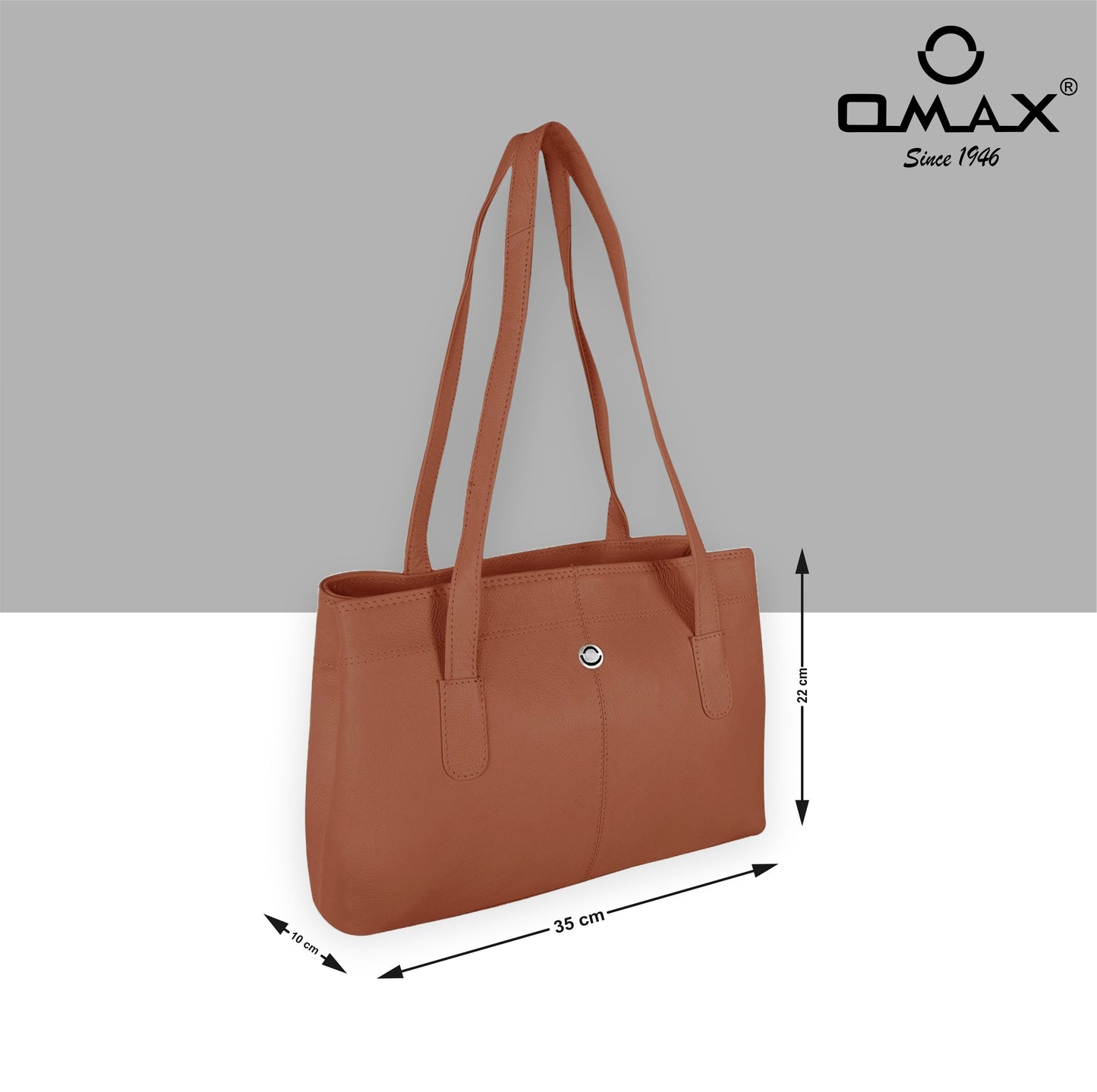 Omax Tan Genuine Leather Double Compartment Shoulder Handbag for Women LTHRL6