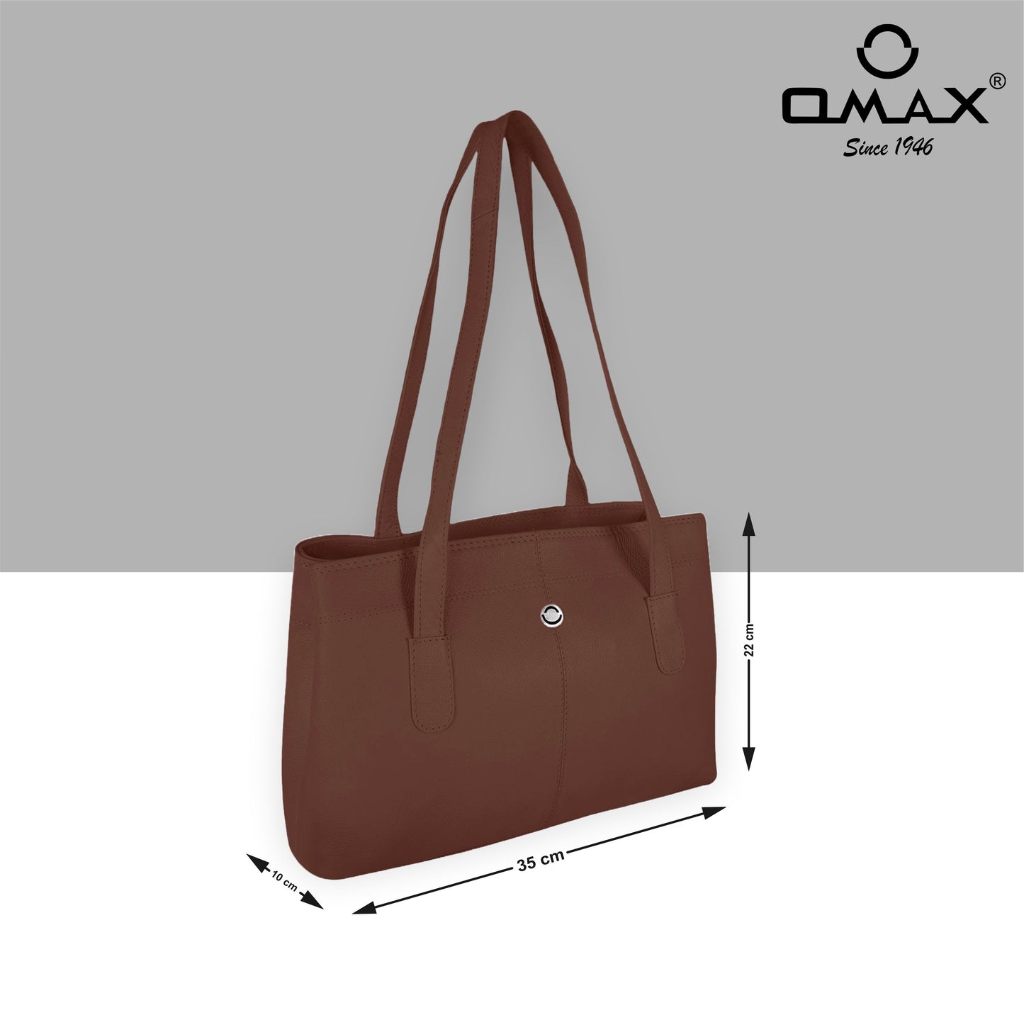 Omax Brown Genuine Leather Double Compartment Shoulder Handbag for Women LTHRL6