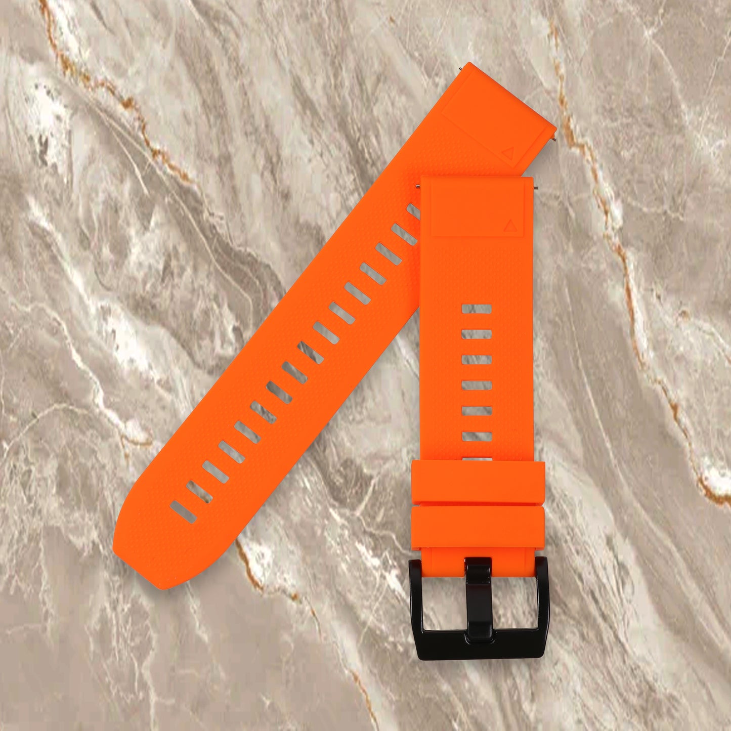 Omax 22 MM Orange Color Textured, Ribbed Premium Grade, super flexible and smooth silicon watch strap and band compatible with All smart, digital and analog watches FSS04-OE-22-C
