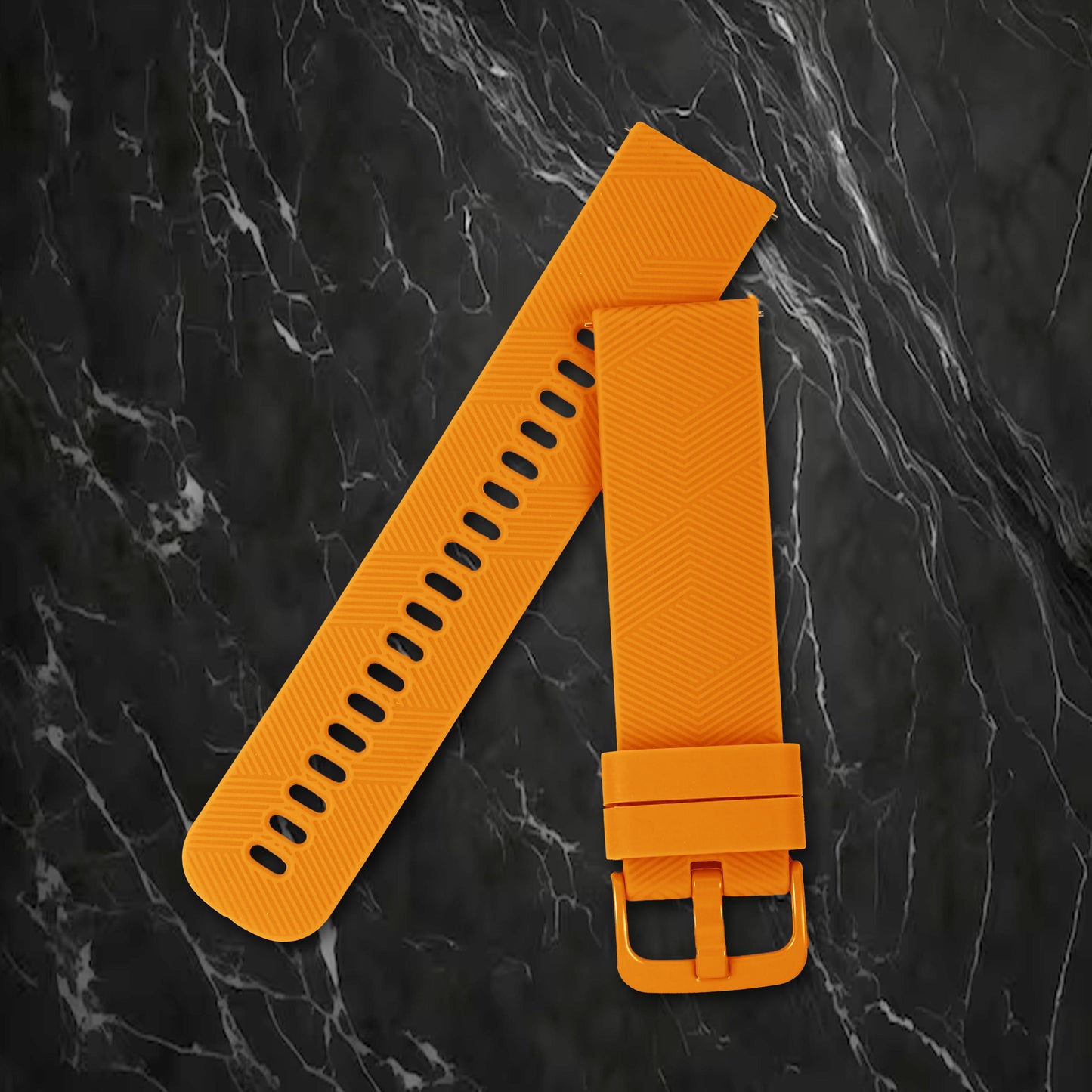 Omax 22 MM Orange Color Textured, Ribbed Premium Grade, super flexible and smooth silicon watch strap and band compatible with All smart, digital and analog watches FSS13-OE-22-OE