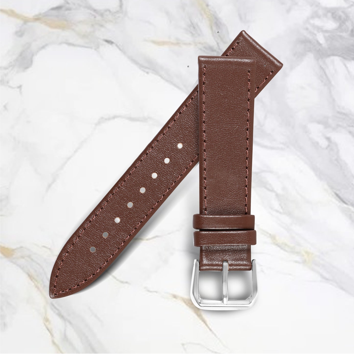 Boshek Dark Brown Plain Genuine Leather Watch Strap for Quick Release and Self Changeable FS371-DB-20-S