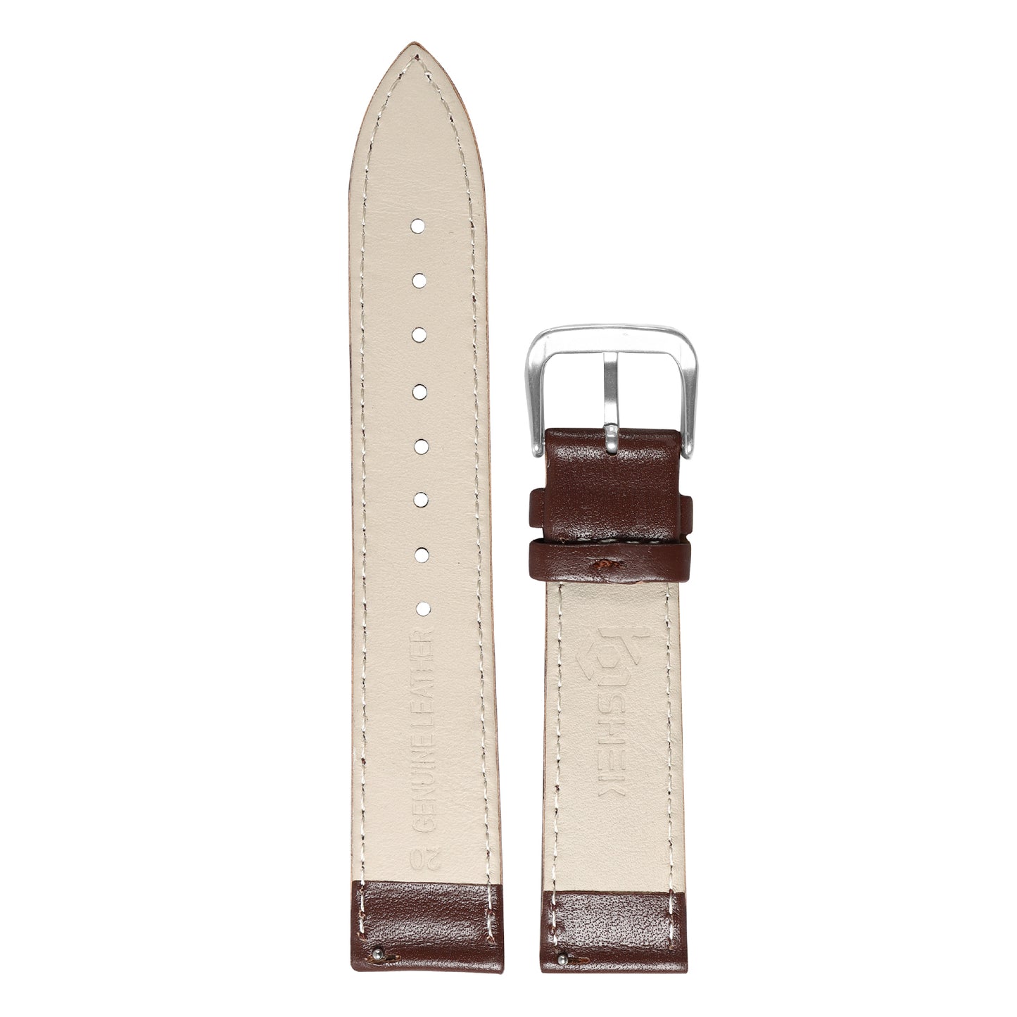Boshek Dark Brown Plain Genuine Leather Watch Strap for Quick Release and Self Changeable FS371-DB-20-S