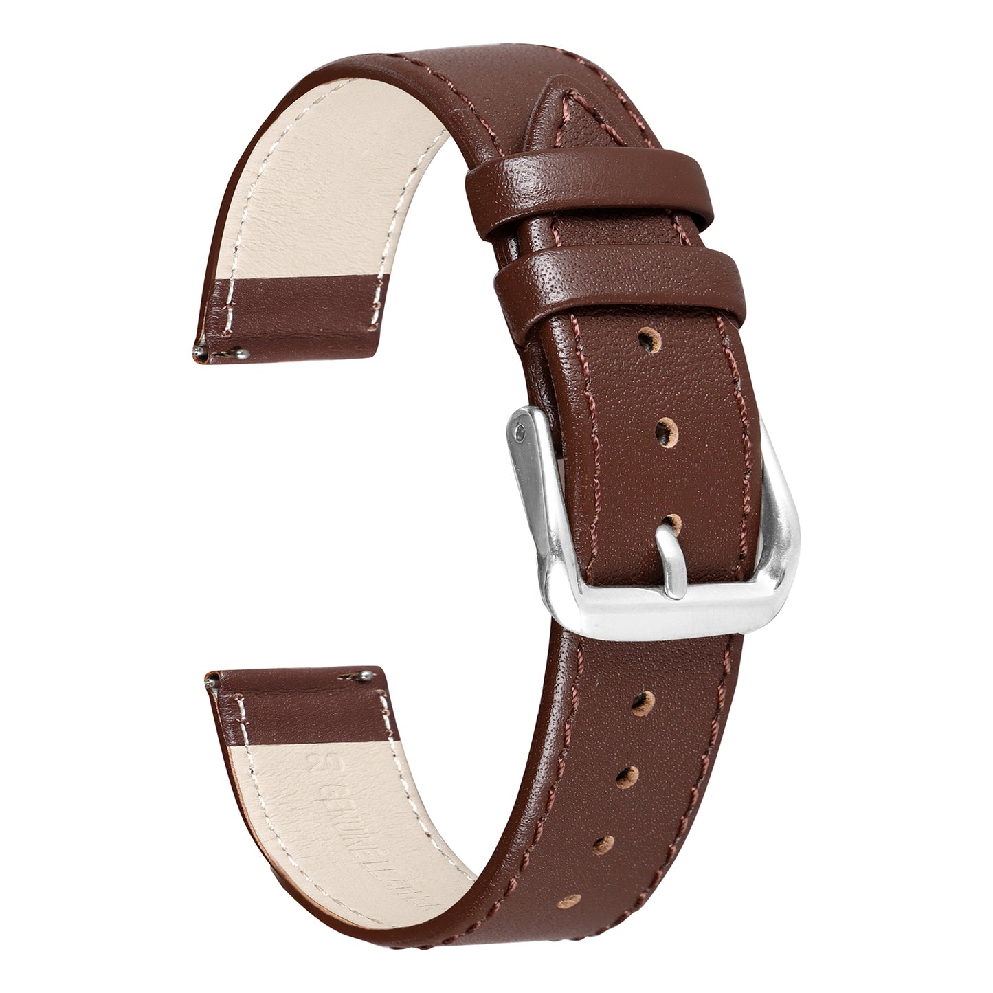 Boshek Dark Brown Plain Genuine Leather Watch Strap for Quick Release and Self Changeable FS371-DB-20-S