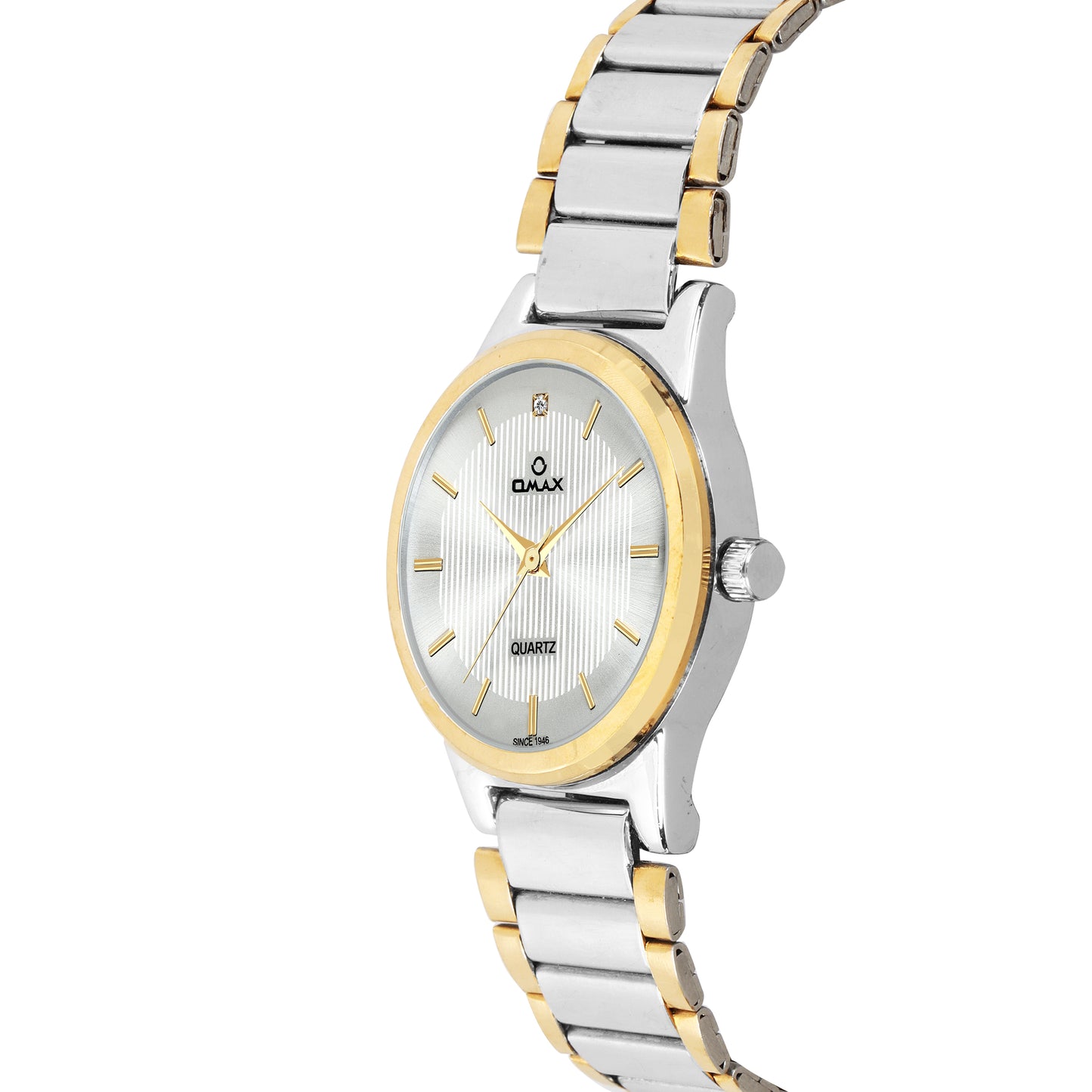 OMAX Analog White Dial with Silver and Gold Stainless Steel Strap Watch Pair for Couple -CPL05