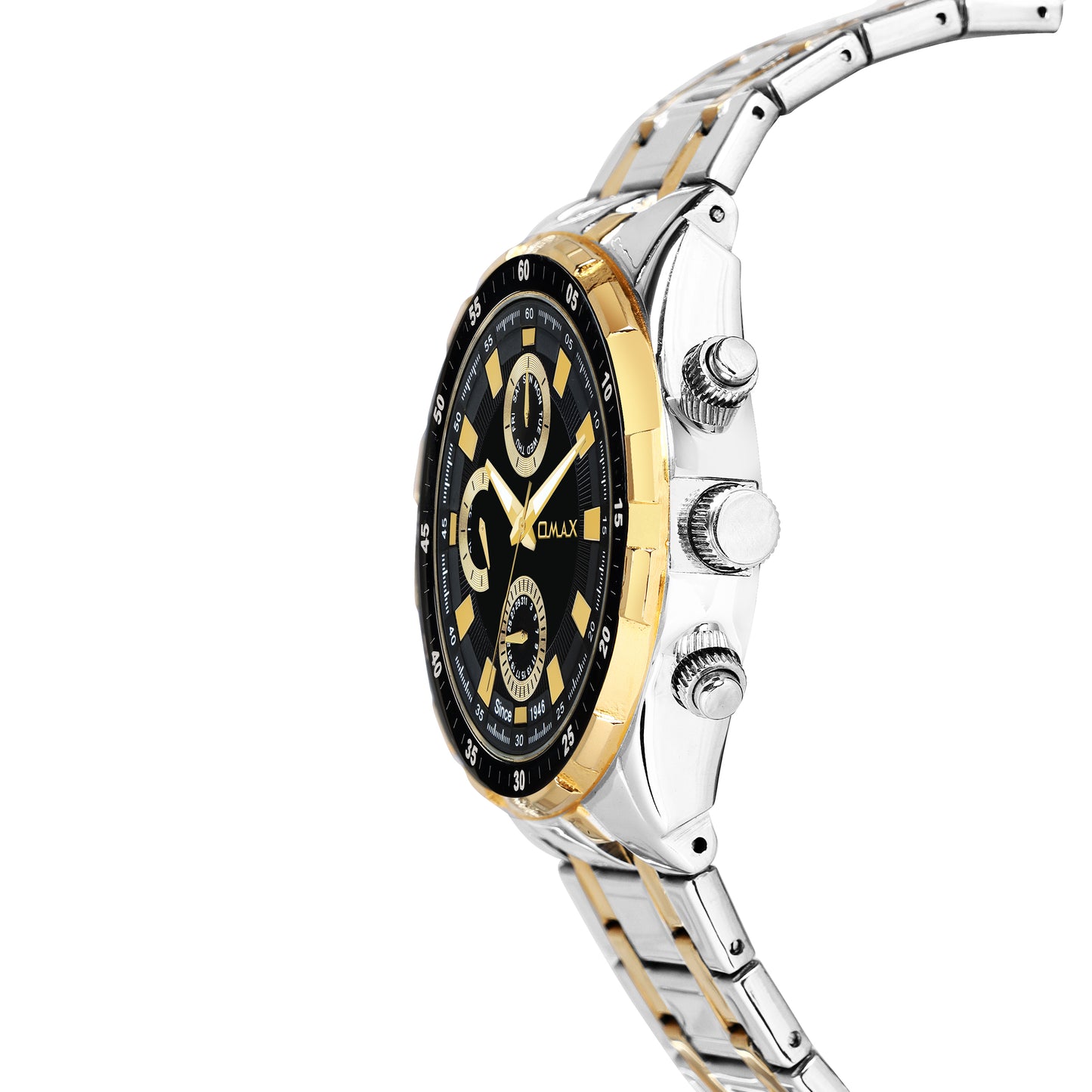 OMAX Multifunction Black Stainless Steel Watch for Men SS538