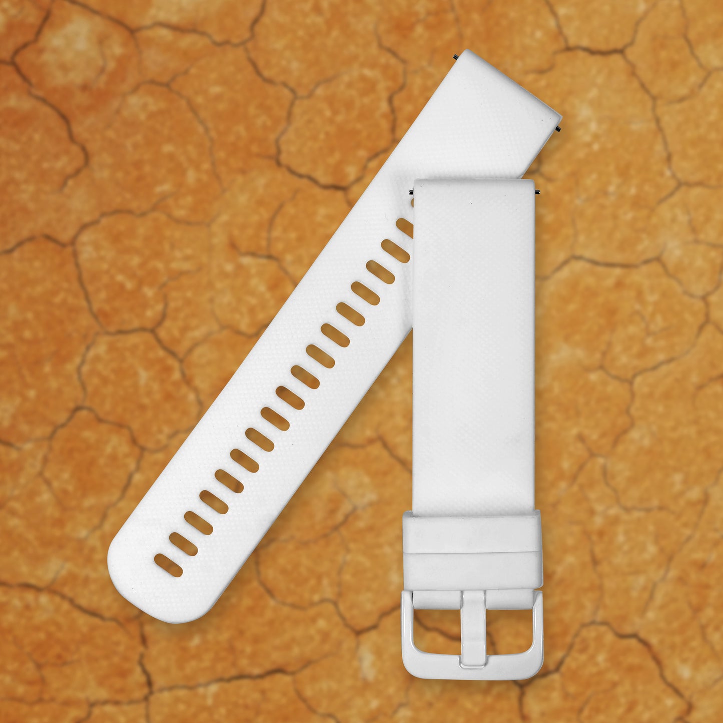 Omax 22 MM White Ribbed Premium Grade, super flexible, Textured and smooth silicon watch strap and band compatible with All smart, digital and analog watches FSS11-WT-22-WT