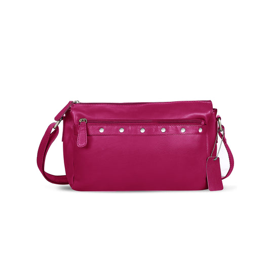 Omax Maroon Genuine Leather Muilti Compartment Siling Bag for Women - FL24