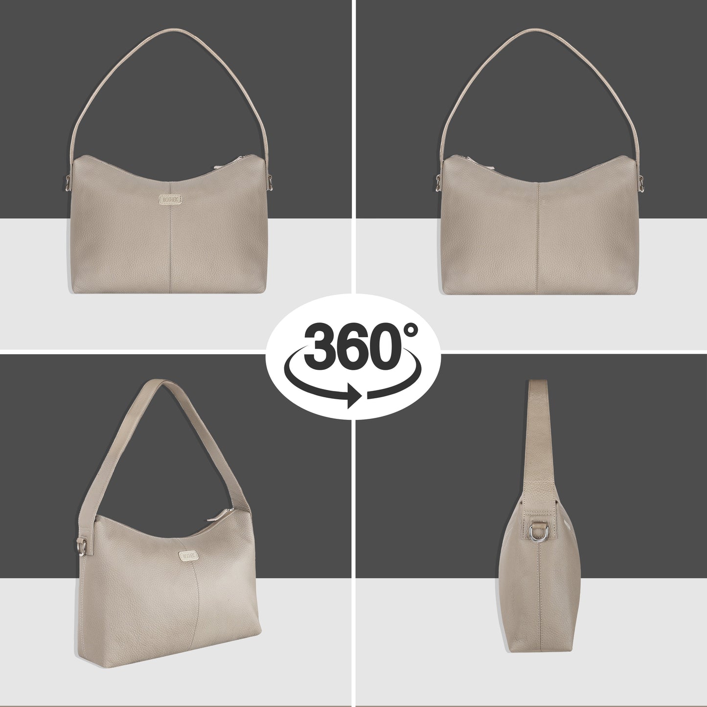 Boshek Full-Grain Natural Leather Shoulder Handbag Bag-FL40