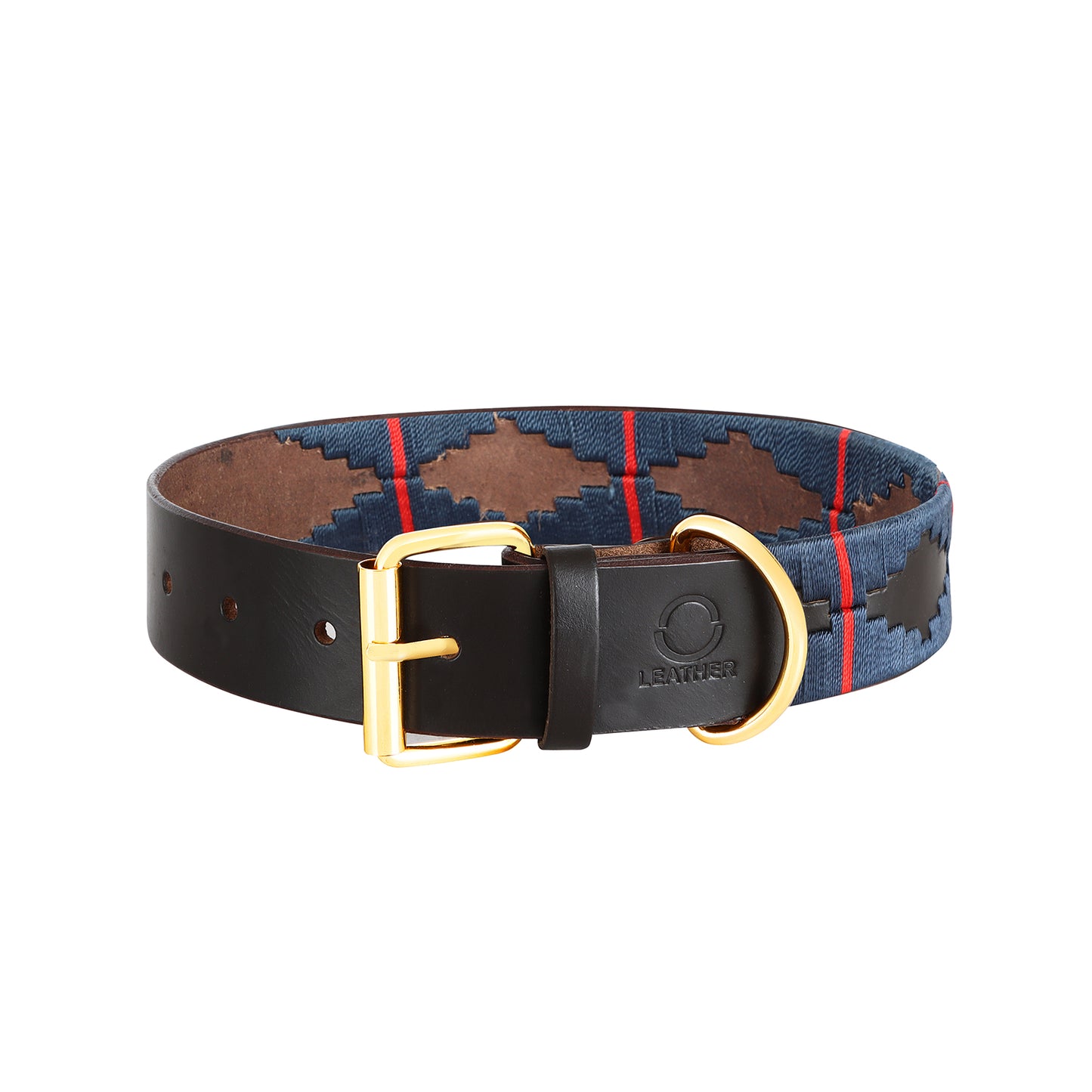 OMAX Genuine Leather Dog Collar Hand Crafted Embroidered Design Full Strong Rust Proof Brass Buckle -DC04