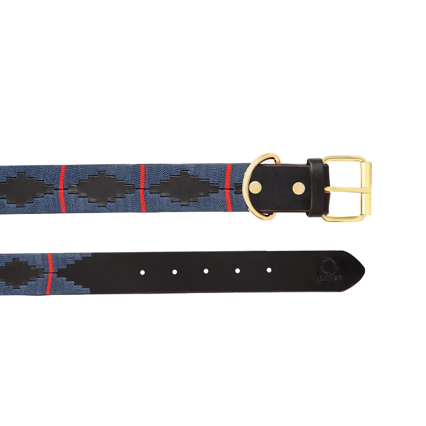 OMAX Genuine Leather Dog Collar Hand Crafted Embroidered Design Full Strong Rust Proof Brass Buckle -DC04
