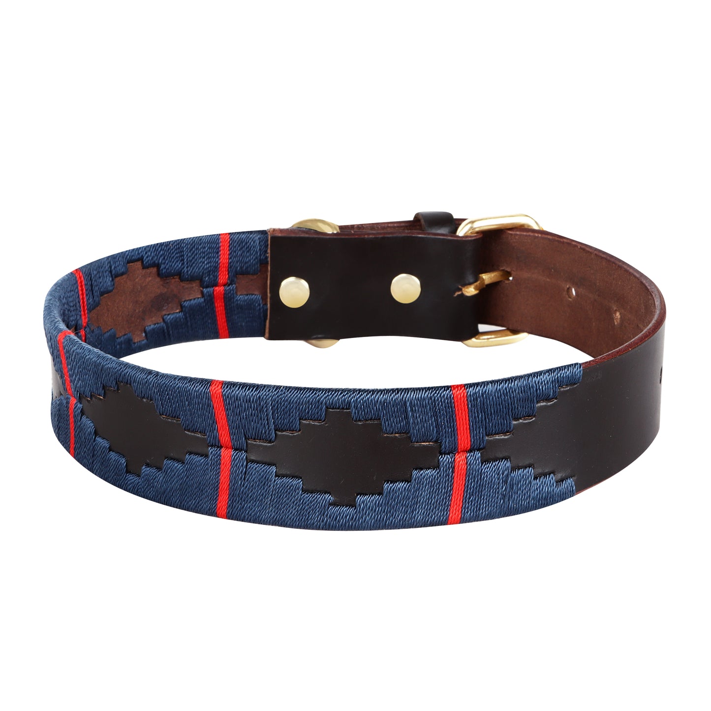 OMAX Genuine Leather Dog Collar Hand Crafted Embroidered Design Full Strong Rust Proof Brass Buckle -DC04