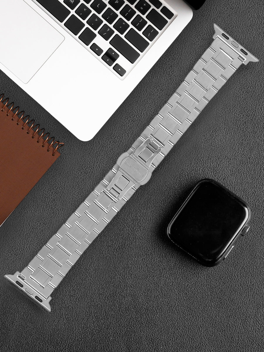 Omax FMS116 All Steel Stainless Steel Apple Watch Strap with Butterfly Lock – 38mm 40mm 41mm