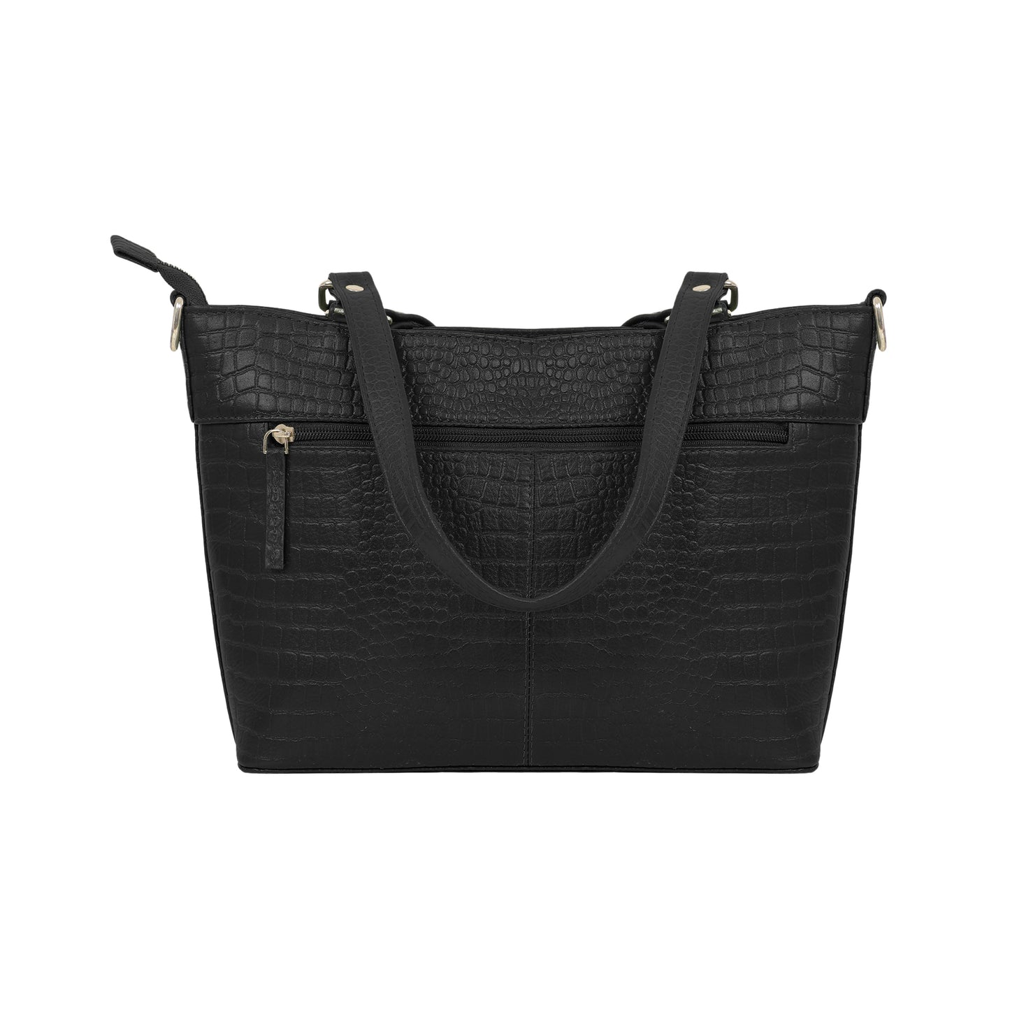Omax Black Croco Genuine Leather Handbag for Women