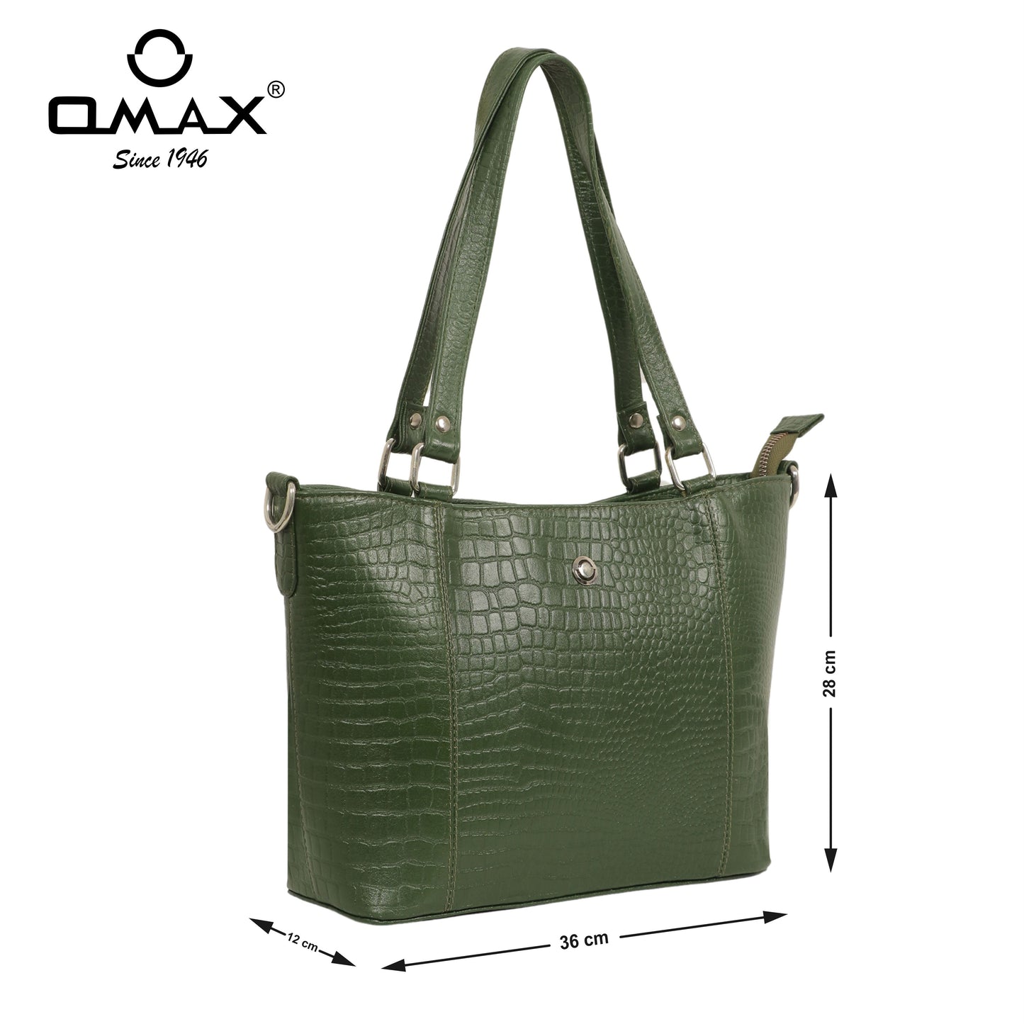 Omax Olive Croco Genuine Leather Meduim Tote Handbag for Women LTHRL7