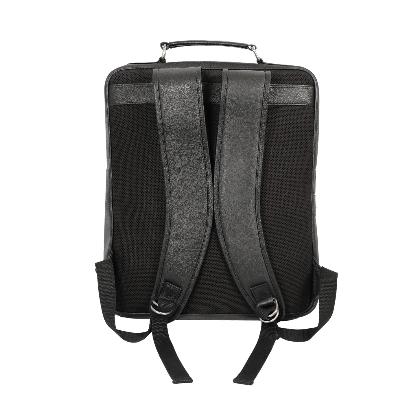 Omax Black Full Grain Genuine Leather Office Backpack for Men, 15.6 Inch Professional Laptop Bag with Adjustable Straps and Multiple Compartments FT64