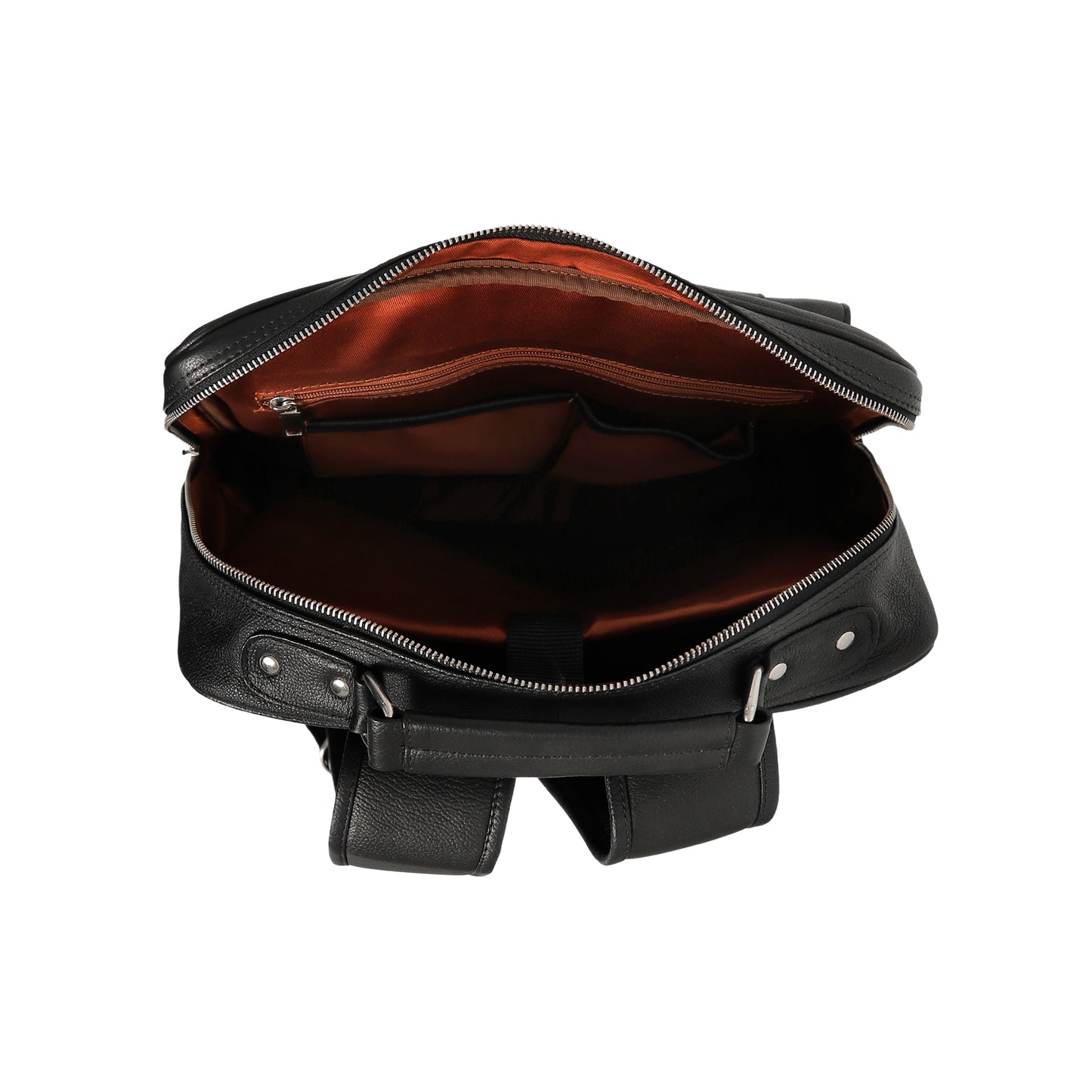 Omax Black Full Grain Genuine Leather Office Backpack for Men, 15.6 Inch Professional Laptop Bag with Adjustable Straps and Multiple Compartments FT64