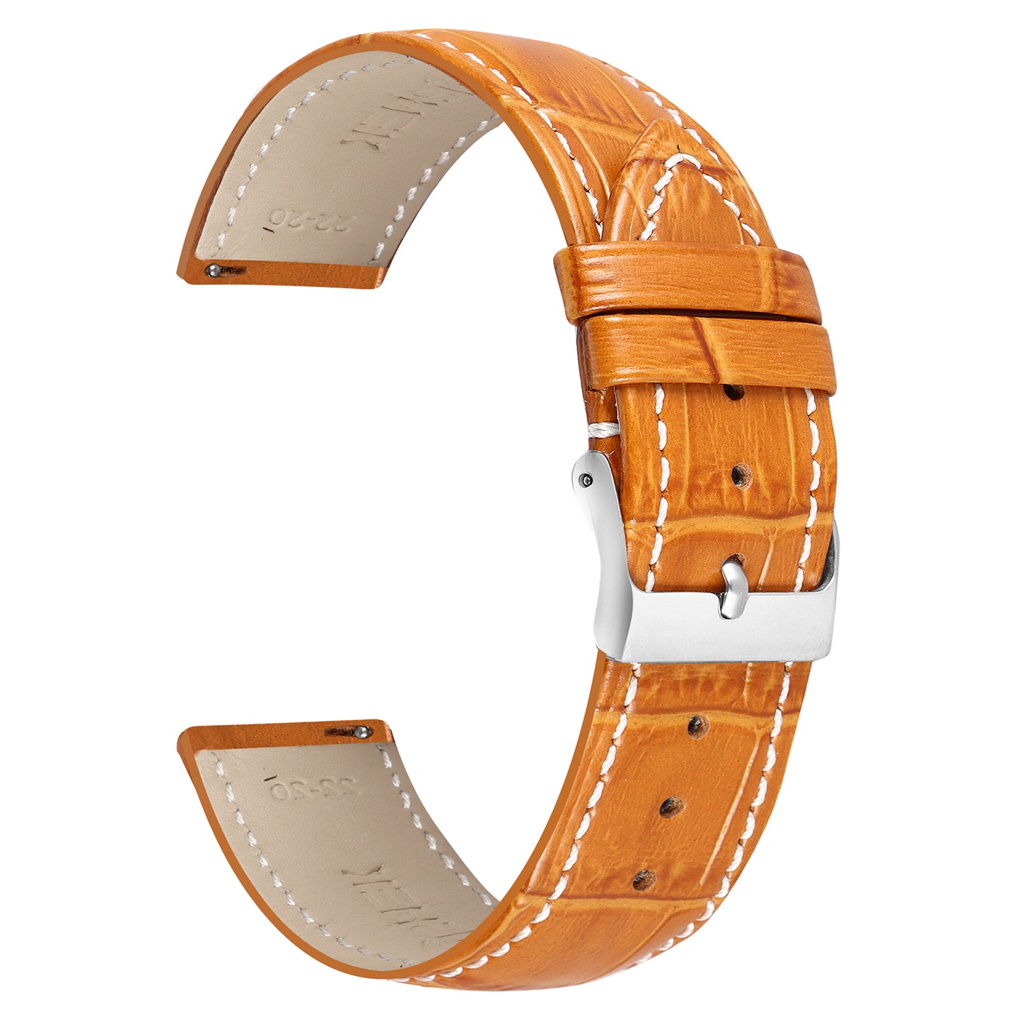 Boshek Tan Genuine Leather Croco Design Watch Strap. Golden Buckle Quick Release and Self Changeable FS354