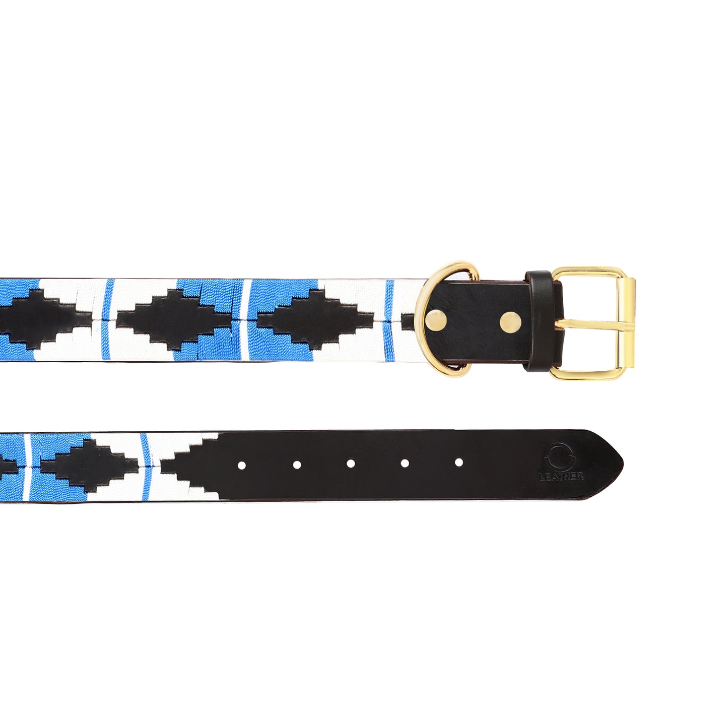 OMAX Genuine Leather Dog Collar Hand Crafted Embroidered Design Full Strong Rust Proof Brass Buckle-DC01