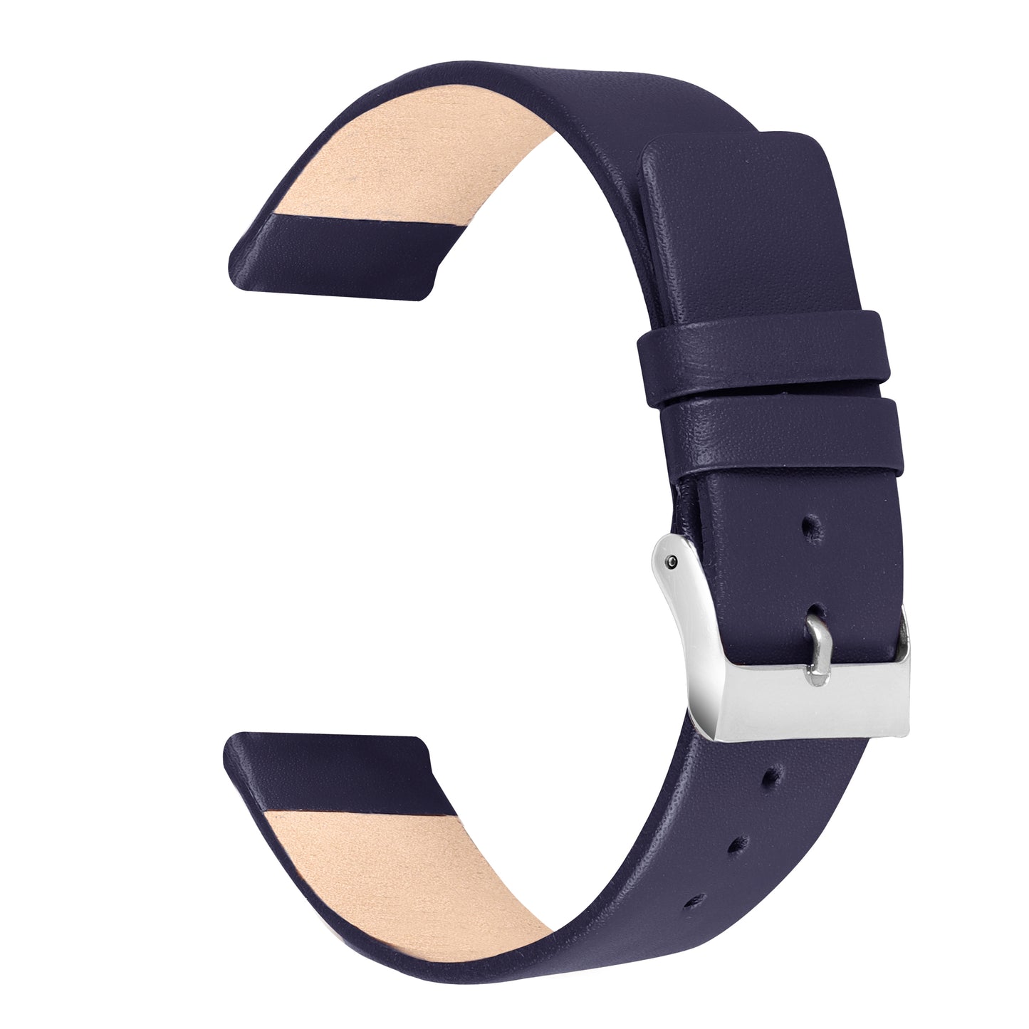 Boshek Blue Color Plain Genuine Leather Watch Strap FS370. Silver buckle Quick Release and Self Changeable 20mm
