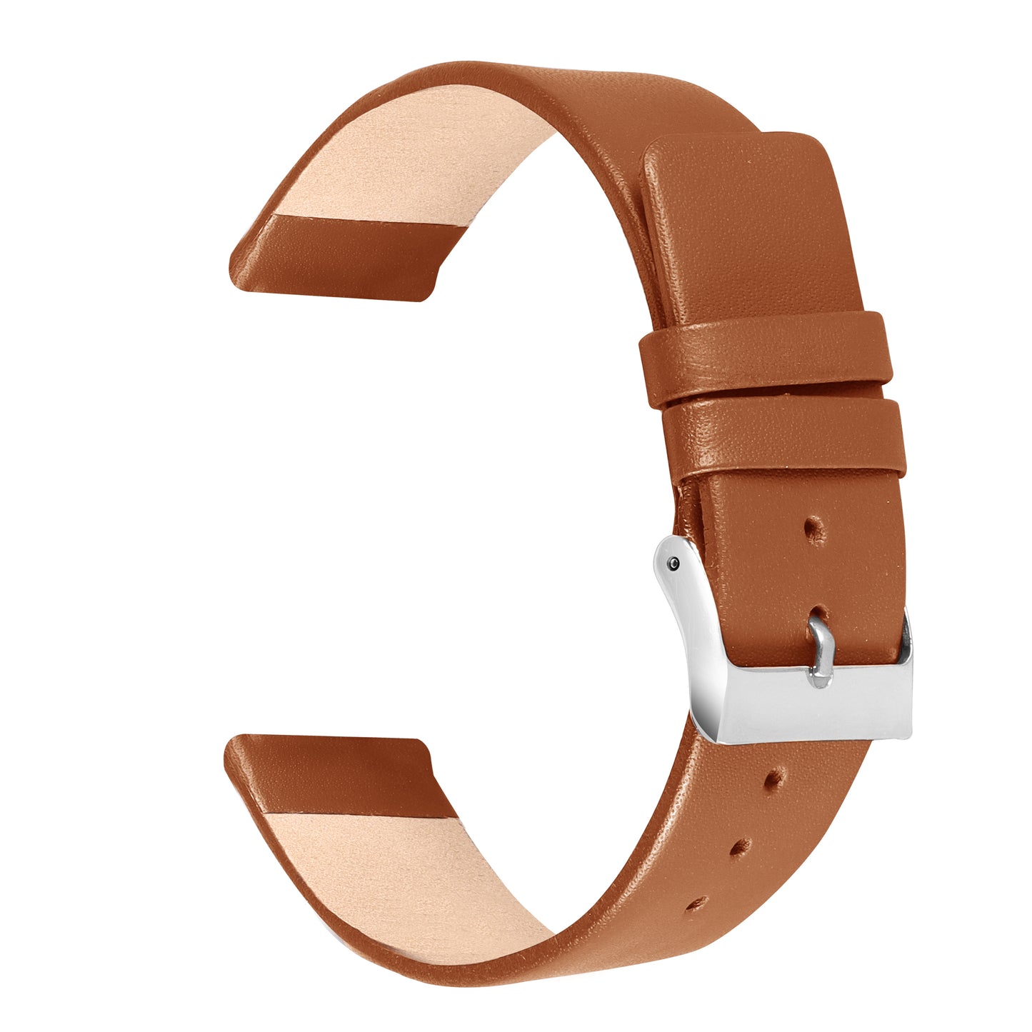 Boshek Tan Color Plain Genuine Leather Watch Strap FS370. Silver buckle Quick Release and Self Changeable 20mm