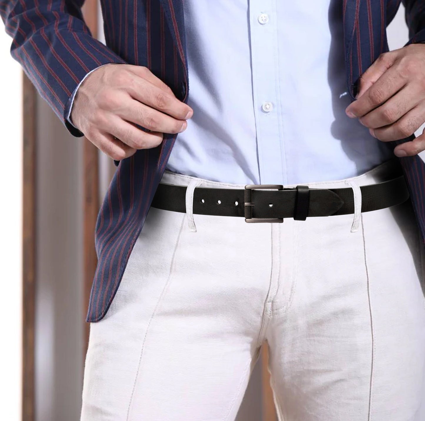 Omax Black Glossy Genuine Leather Premium Belts for men BLTBTL020