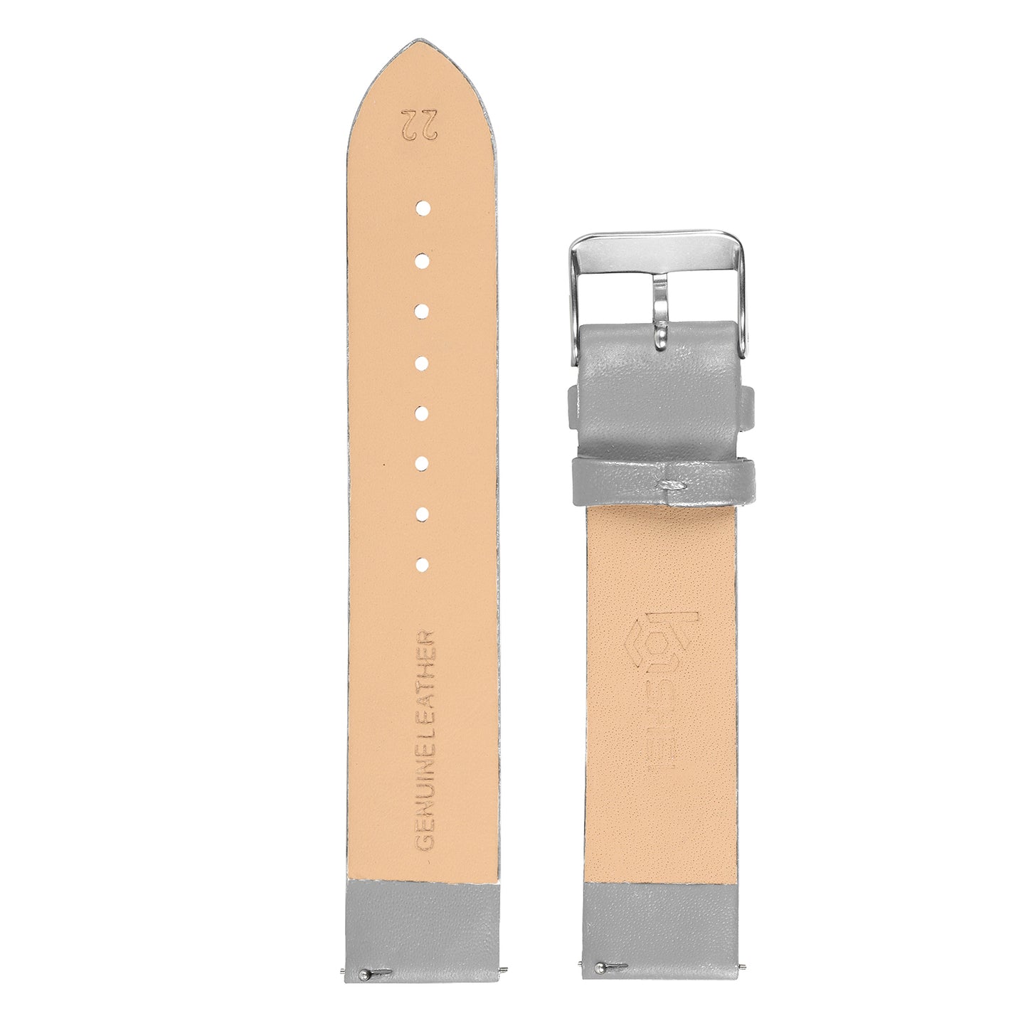 Boshek Beige Genuine Leather Plain Stitch Less Design Unisex Watch Strap. SIlver Buckle Quick Release and Self Changeable FS319-BE-22-S