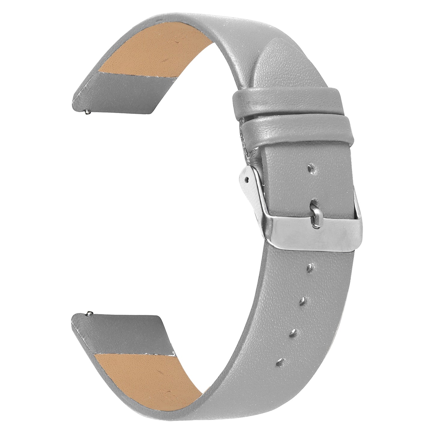 Boshek Beige Genuine Leather Plain Stitch Less Design Unisex Watch Strap. SIlver Buckle Quick Release and Self Changeable FS319-BE-22-S