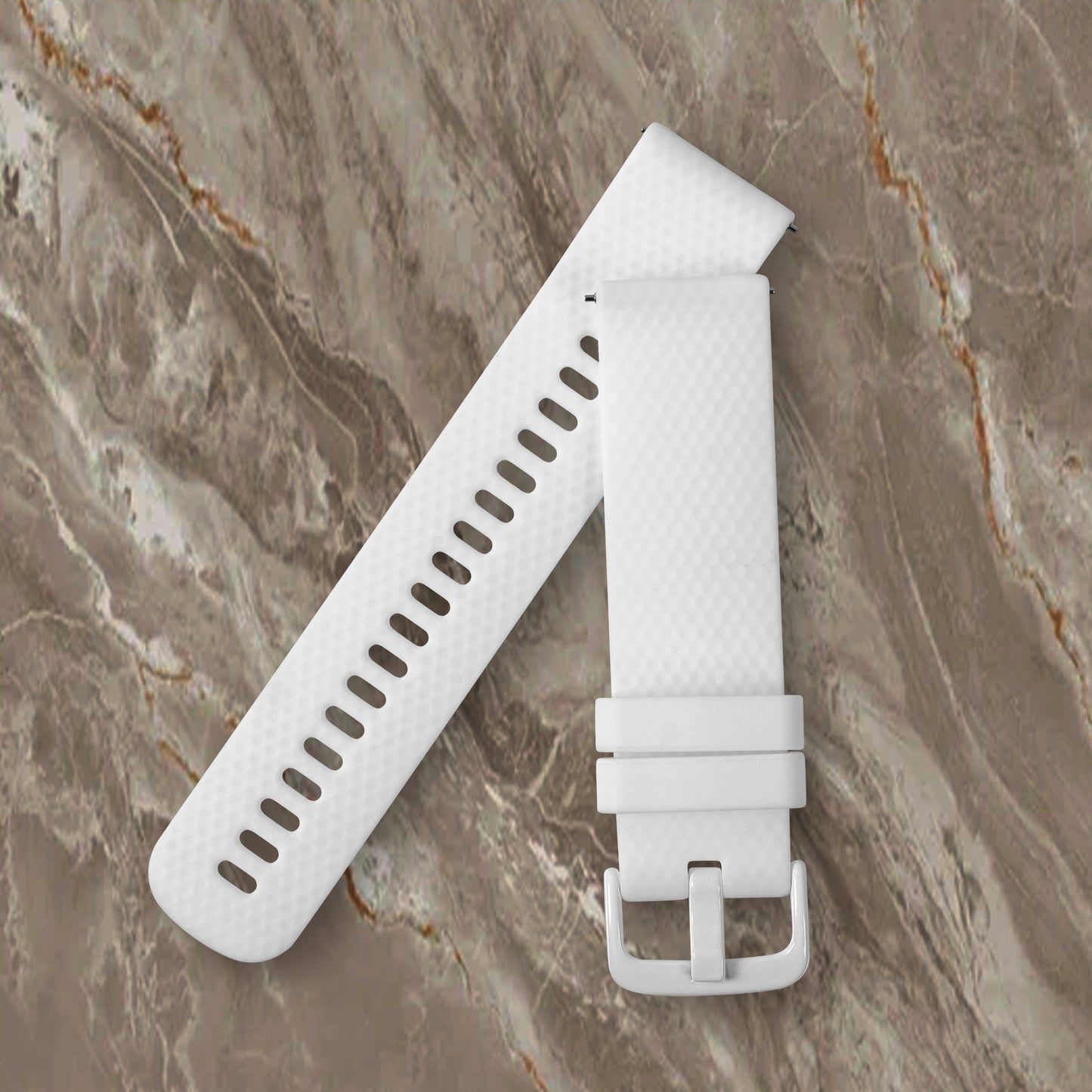 Omax 22 MM White Ribbed Premium Grade, super flexible, Textured and smooth silicon watch strap and band compatible with All smart, digital and analog watches FSS08-WT-22-WT