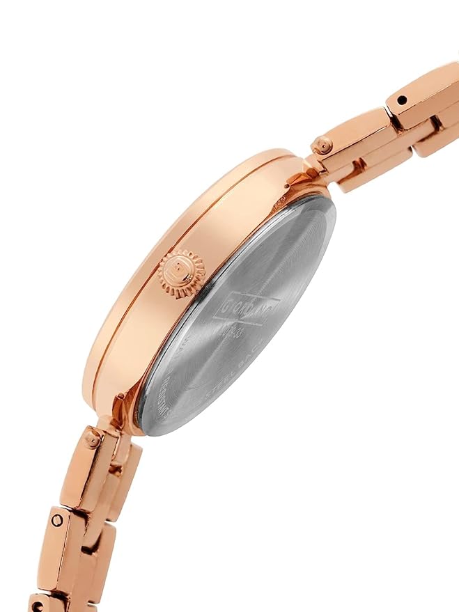 Omax Silver Dial Stainless Steel Rose Gold Watch for Women LS192